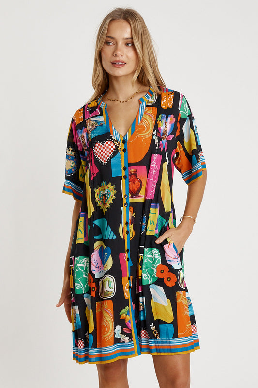 Image of Dresses. Productname: LulaLife Odette Tuck Dress Black in Black colour by brand - LulaLife