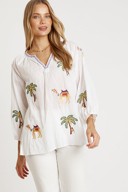 Image of a model wearing Tops. Productname: LulaLife Sahara Top White in White colour by brand - LulaLife