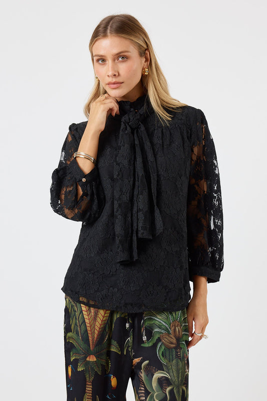 Image of Shirts. Product name - LulaSoul Chandler Lace Shirt Black in Black colour by brand - LulaSoul