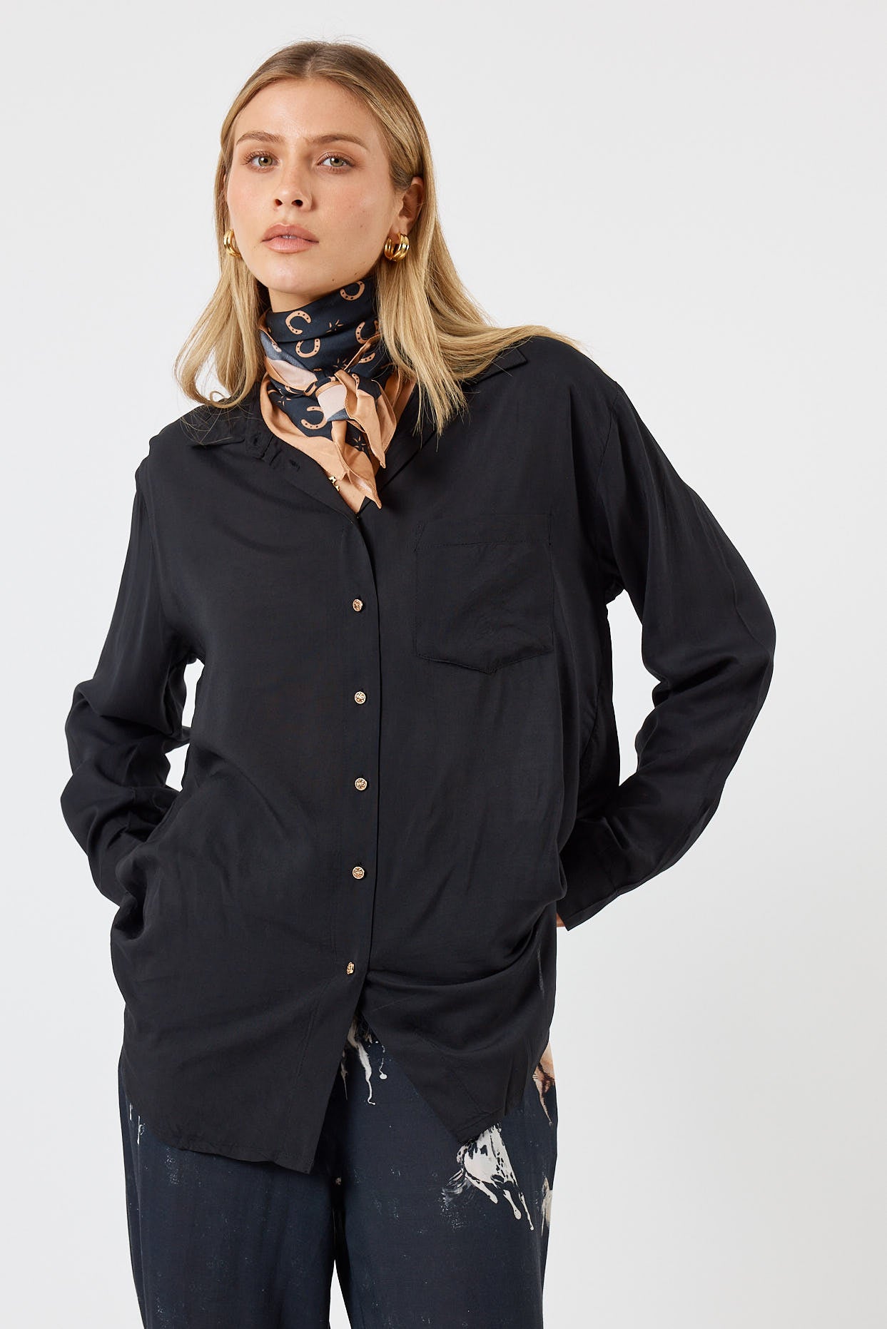 Image of Shirts. Productname: LulaSoul Delta Shirt Black in Black colour by brand - LulaSoul