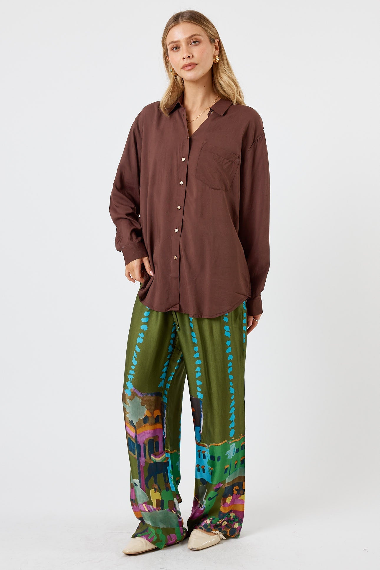 Image of Shirts. Product name - LulaSoul Delta Shirt Espresso in Espresso colour by brand - LulaSoul