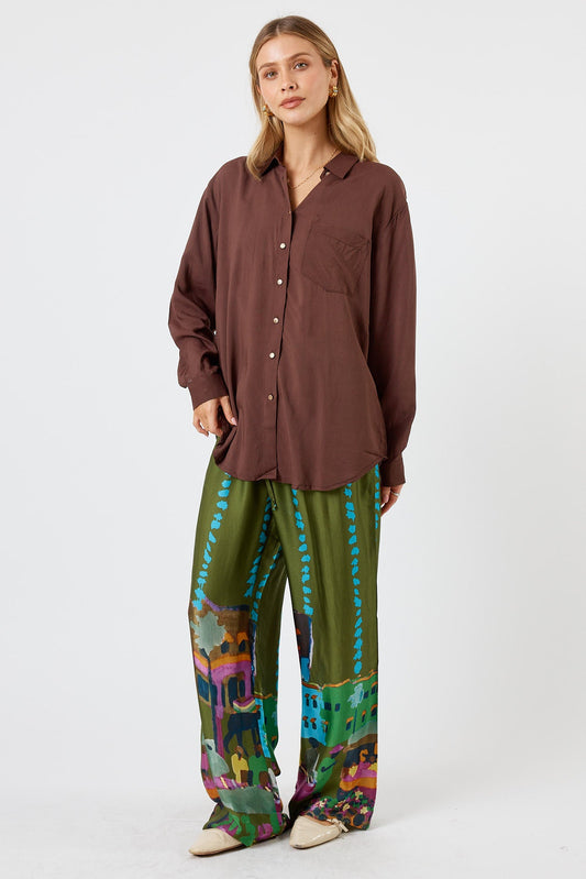 Image of Shirts. Product name - LulaSoul Delta Shirt Espresso in Espresso colour by brand - LulaSoul