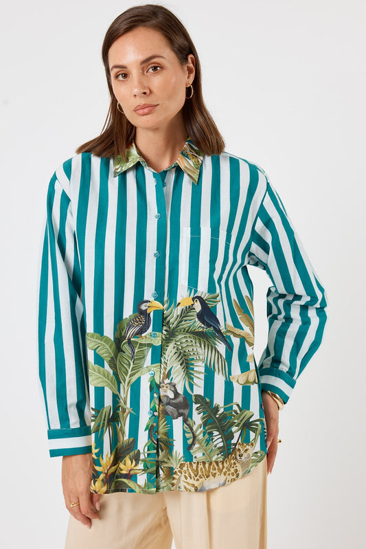 Image of Shirts. Product name - LulaSoul Forestville Shirt Forest in Forest colour by brand - LulaSoul