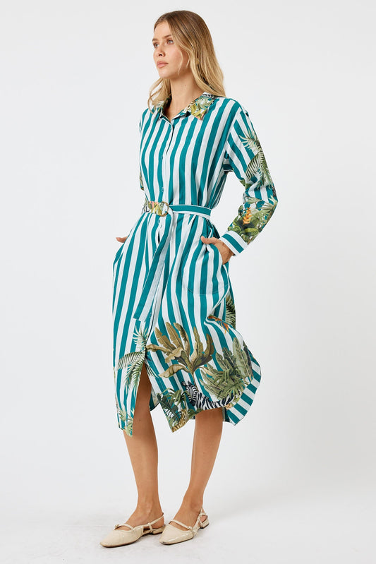 Image of Dresses. Product name - LulaSoul Forestville Shirtmaker Forest in Forest colour by brand - LulaSoul