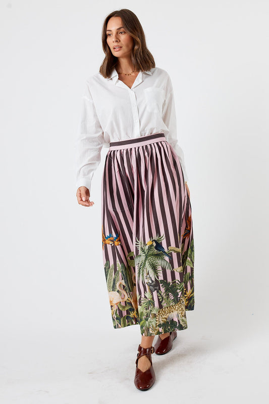 Image of a model wearing Skirts. Product name - LulaSoul Forestville Skirt Espresso in Espresso colour by brand - LulaSoul
