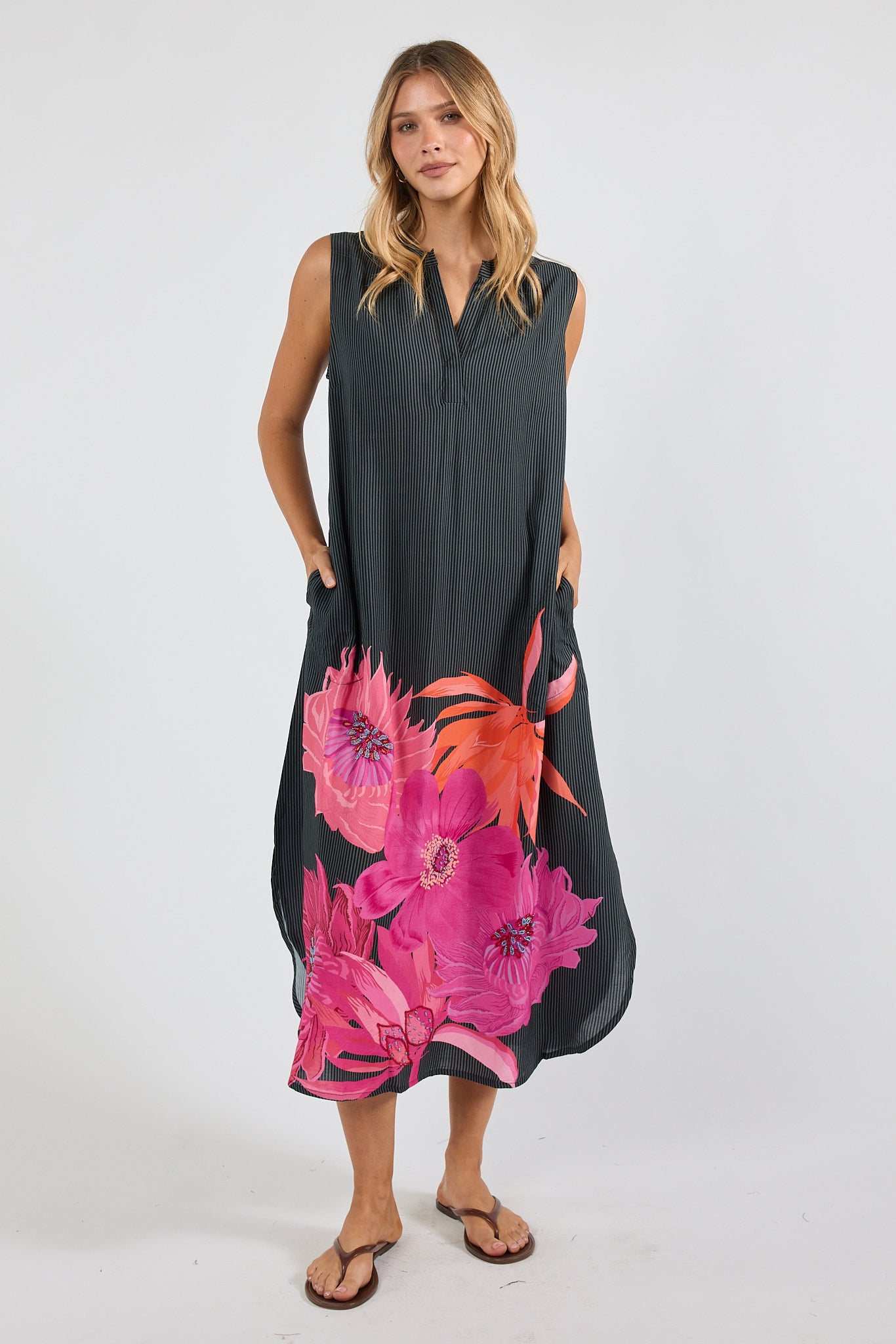 Image of Dresses. Product name - PRE SALE | LulaSoul Hana Sleeveless Maxi Black in Black colour by brand - Lulasoul