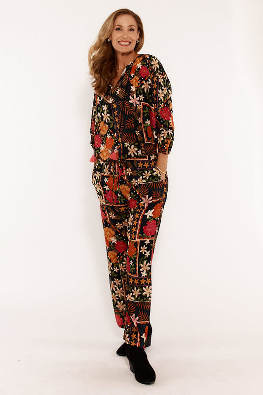 Image of a model wearing Tops. Productname: Lulasoul Mirabella Cropped Top Black in Black colour by brand - Kabana