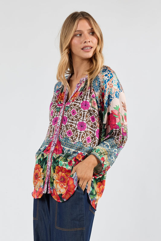 Image of a model wearing Tops. Product name - LulaSoul Miraval Top Lilac in Lilac colour by brand - Lulasoul