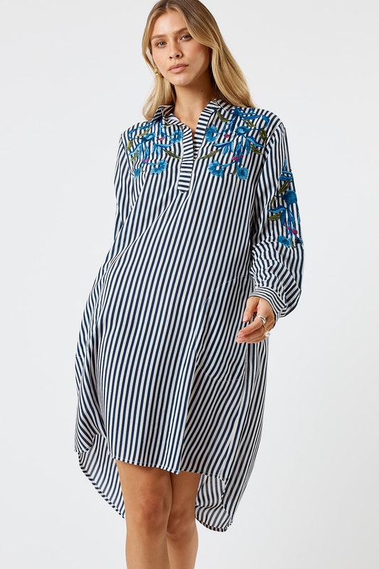Image of Dresses. Productname: LulaSoul Ontario Shirtmaker Navy Stripe in Navy colour by brand - LulaSoul