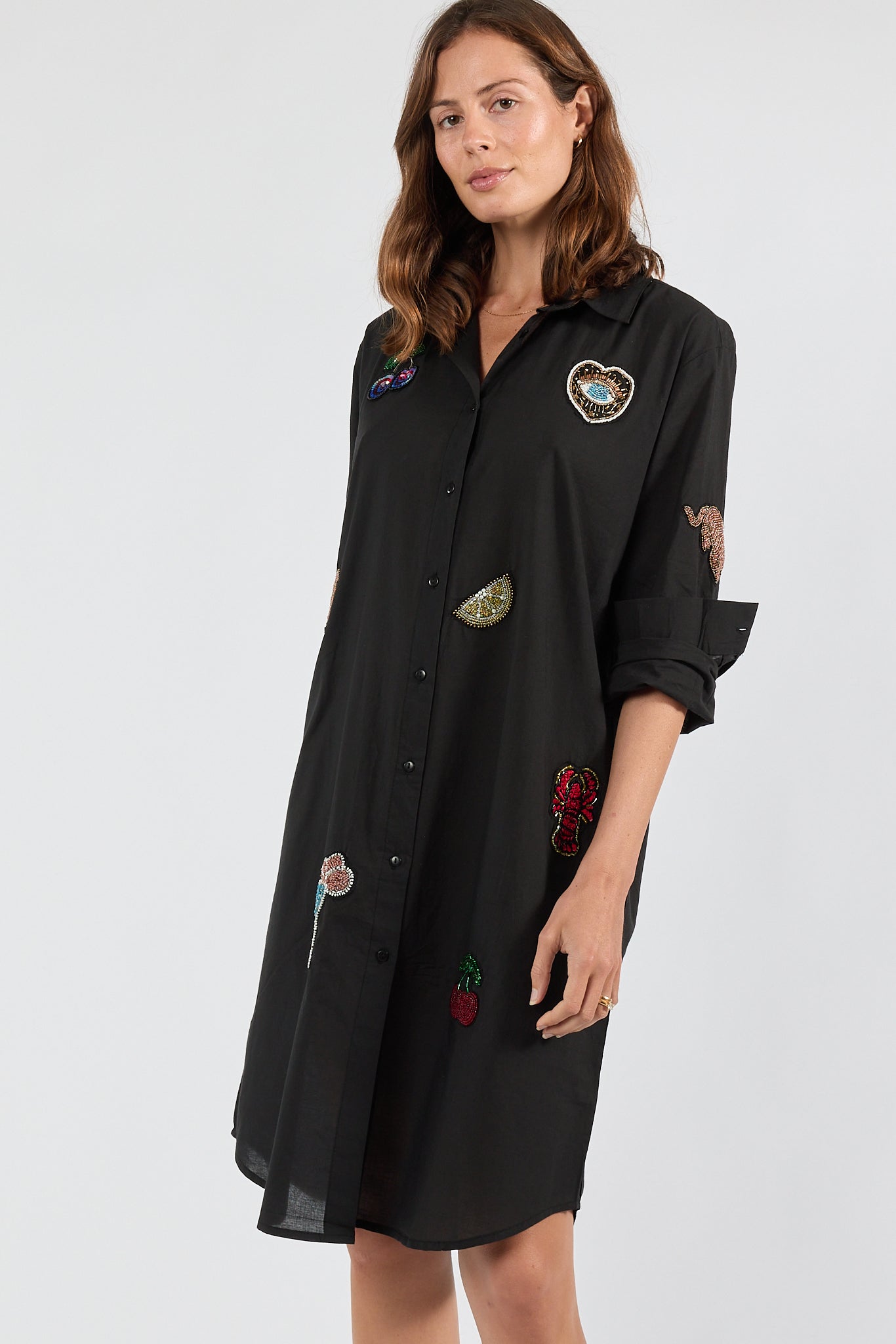 Image of Dresses. Product name - PRE SALE | LulaSoul Palladium Shirtmaker Black in Black colour by brand - Lulasoul