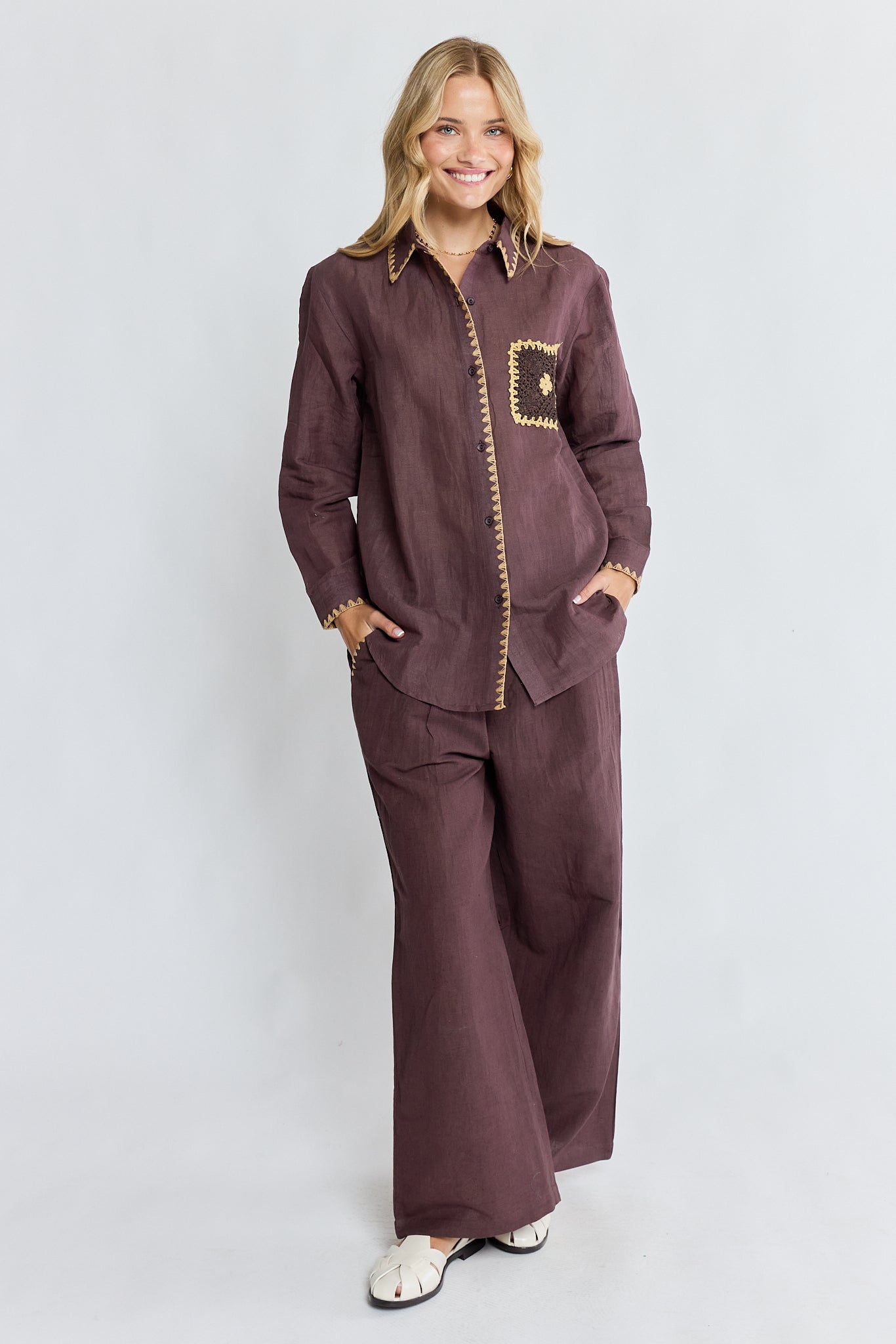 Image of Shirts. Product name - PRE SALE | LulaSoul Reine Shirt Espresso in Espresso colour by brand - Lulasoul