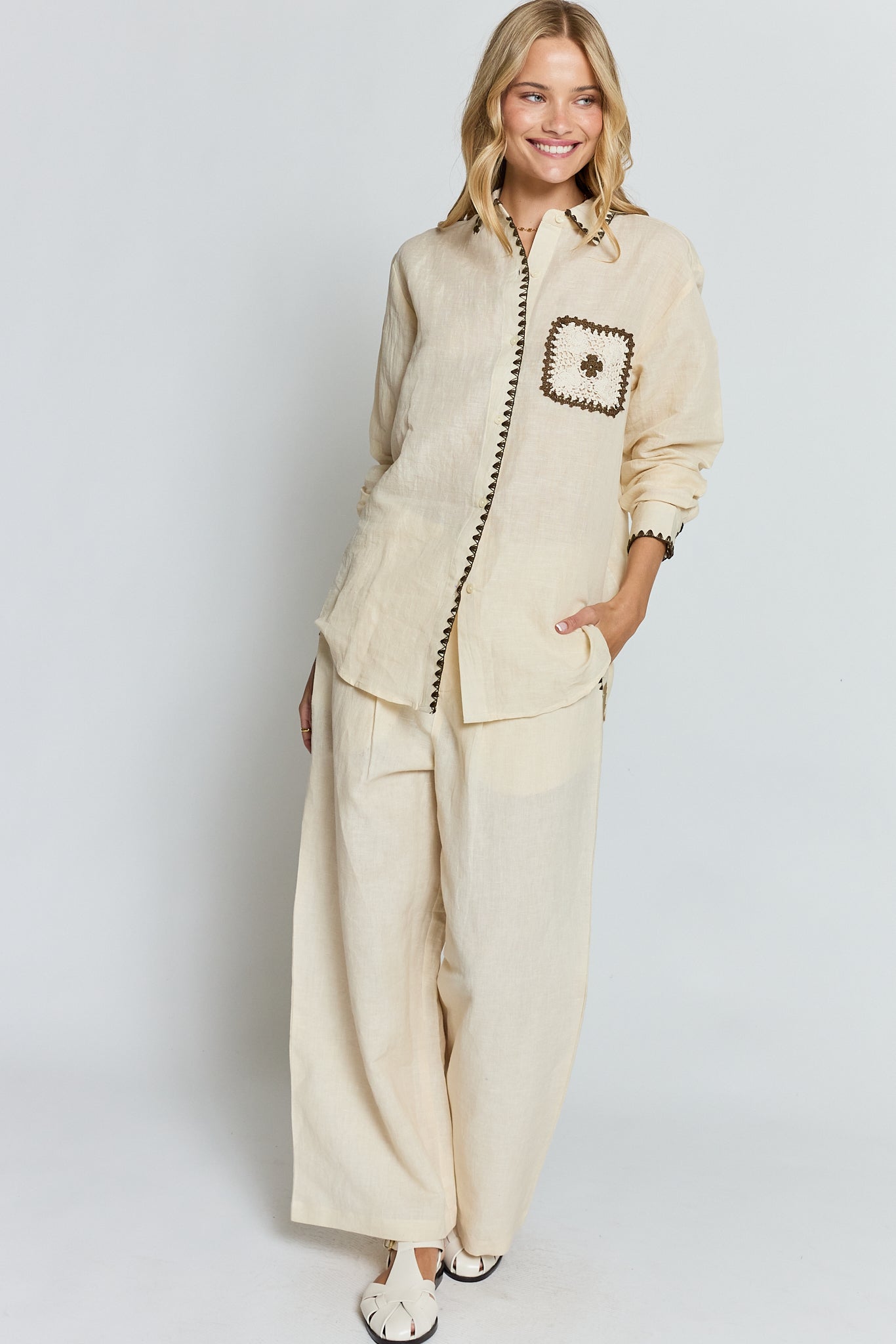 Image of Shirts. Product name - PRE SALE | LulaSoul Reine Shirt Vanilla in Vanilla colour by brand - Lulasoul