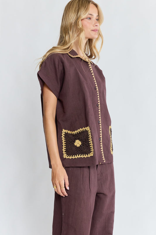 PRE SALE | LulaSoul Reine Short Sleeve Shirt (Espresso)