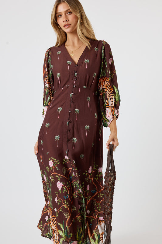 Image of Dresses. Product name - LulaSoul Samatra Midi Espresso in Espresso colour by brand - LulaSoul