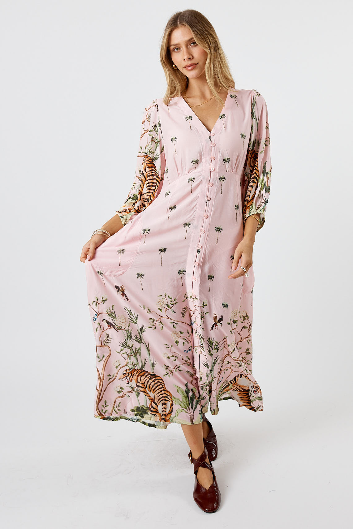 Image of Dresses. Product name - LulaSoul Samatra Midi Orchid in Orchid colour by brand - LulaSoul
