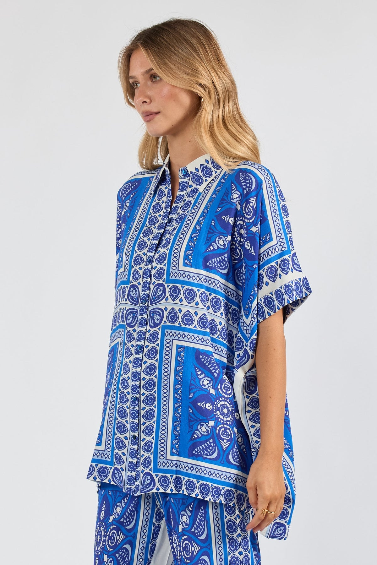 PRE SALE | LulaSoul Samora Kaftan Shirt Ocean (Tan)