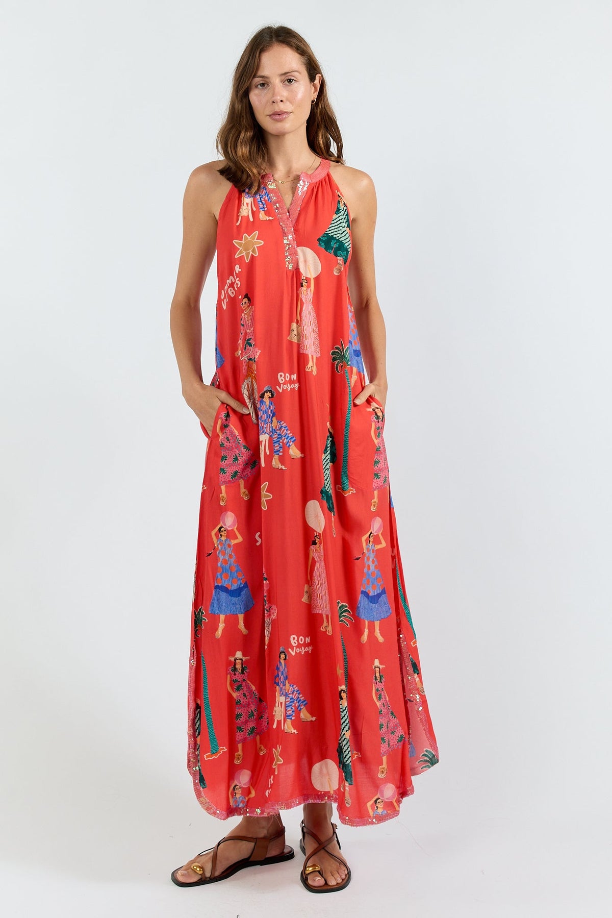 Image of Dresses. Product name - PRE SALE | LulaSoul Summer Vibes Maxi Melon in Melon colour by brand - Lulasoul