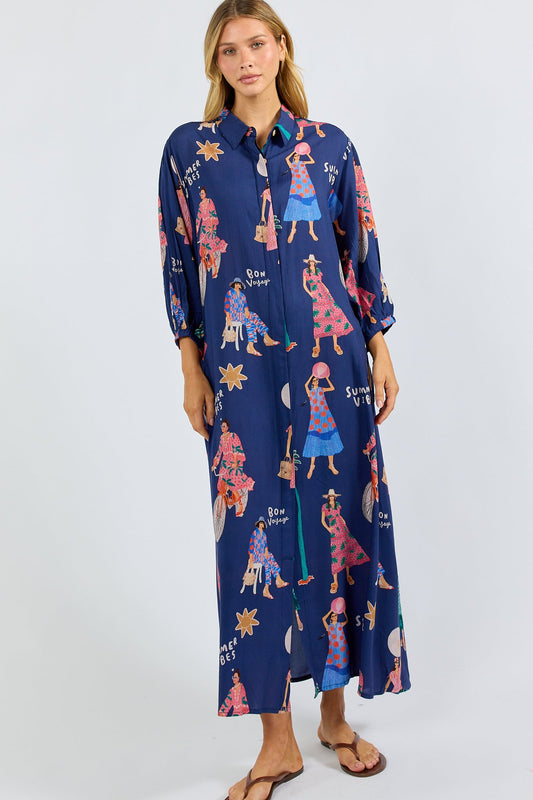 PRE SALE | LulaSoul Summer Vibes Shirtdress (Navy)