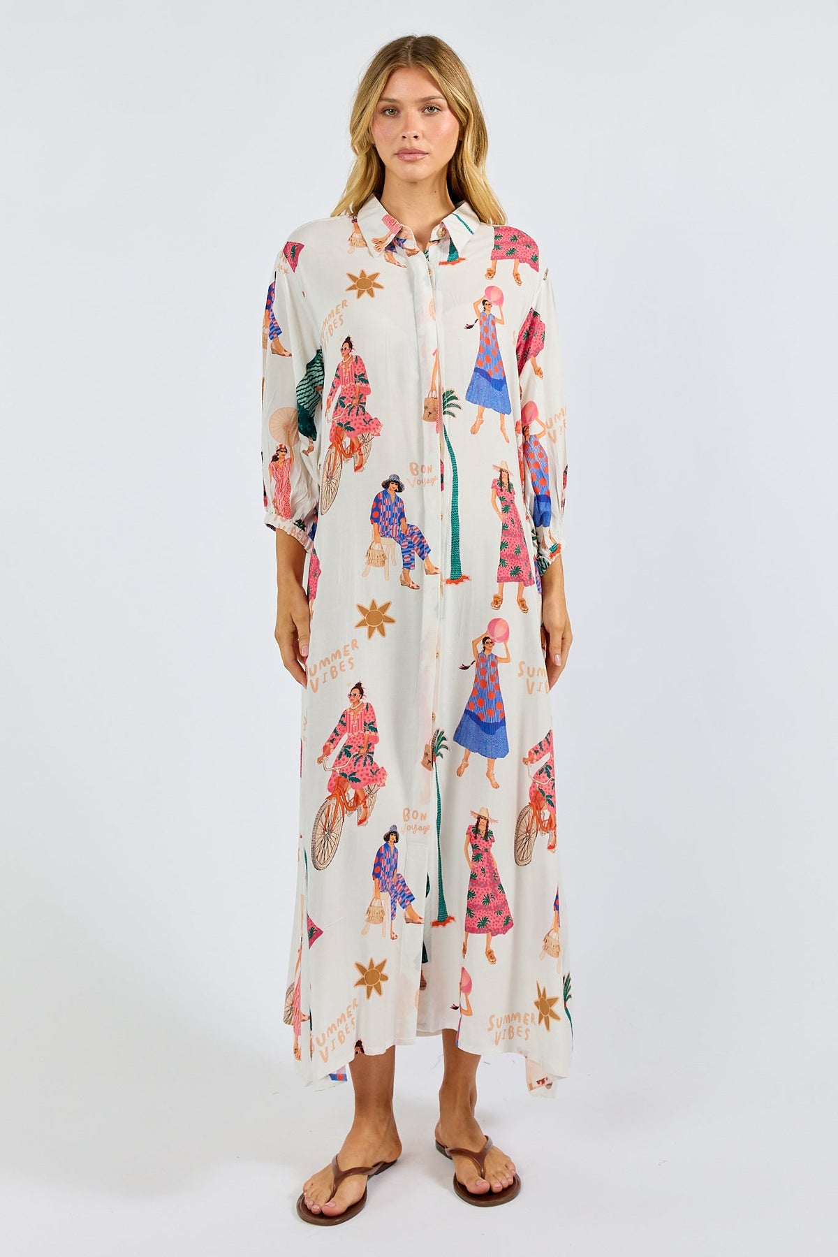 PRE SALE | LulaSoul Summer Vibes Shirtdress (White)