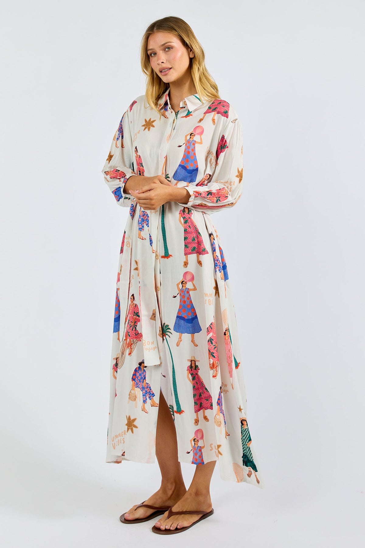 PRE SALE | LulaSoul Summer Vibes Shirtdress (White)