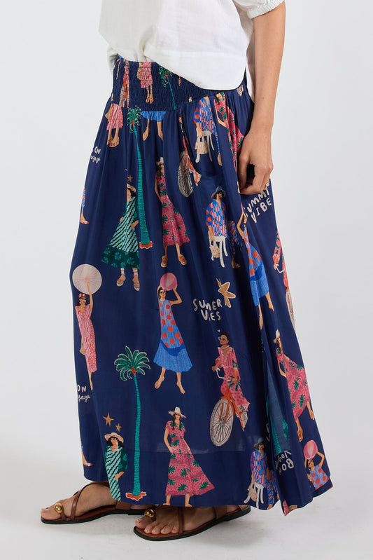 PRE SALE | LulaSoul Summer Vibes Skirt (Navy)