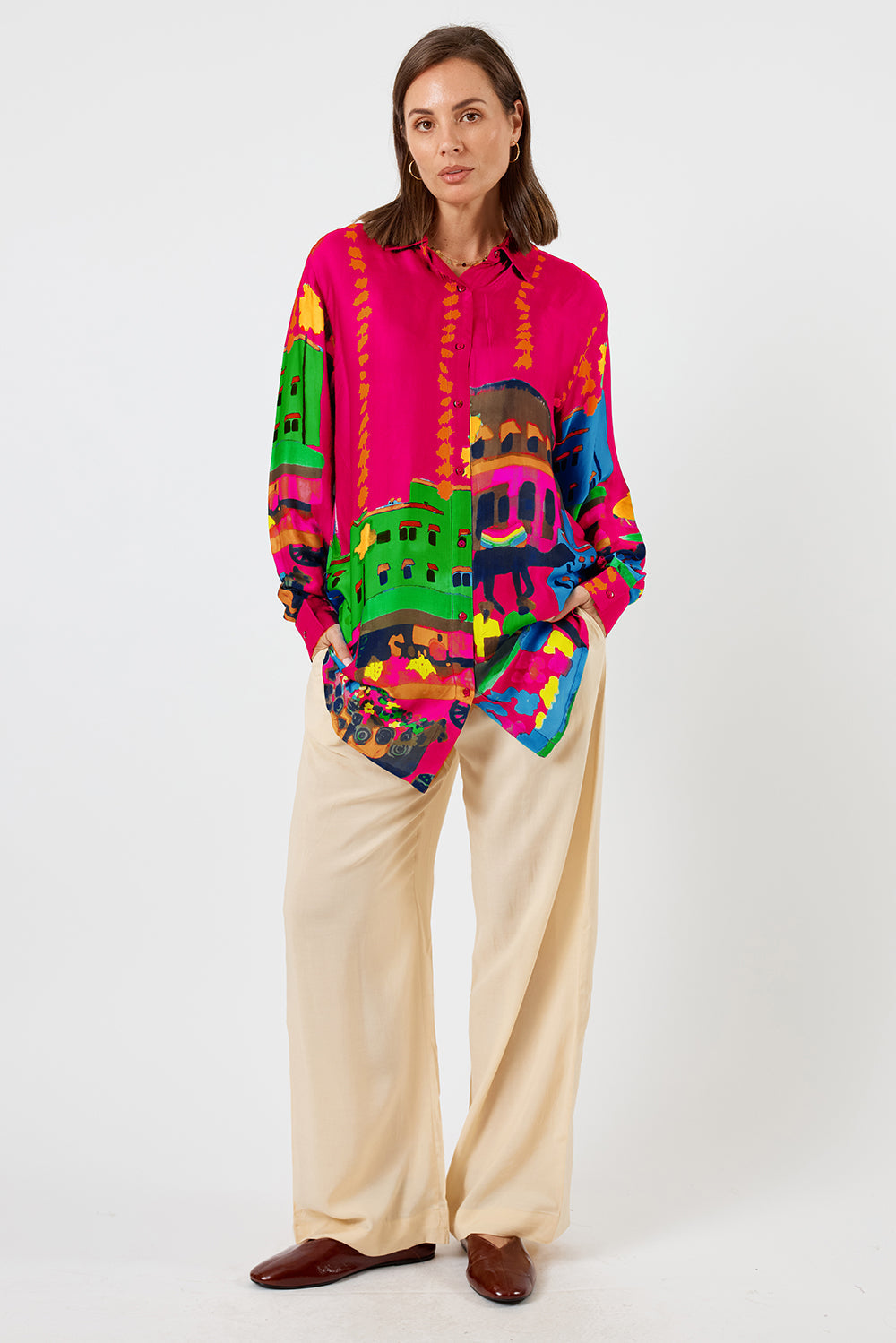 Image of Shirts. Product name - LulaSoul Surrey Shirt Raspberry in Raspberry colour by brand - LulaSoul