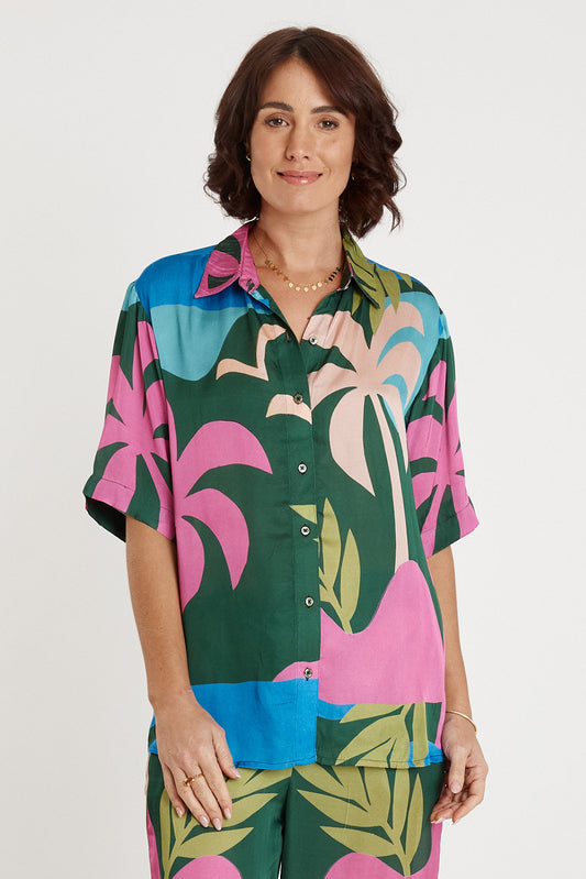 Image of Shirts. Productname: Lulasoul Banderas Shirt Forest in Forest colour by brand - LulaSoul