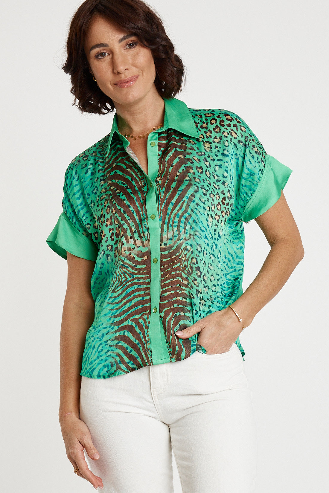 Image of Shirts. Productname: Lulasoul Maasai Shirt Emerald in Emerald colour by brand - LulaSoul