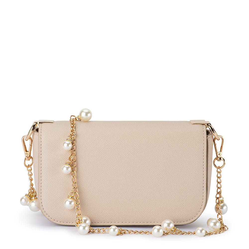 Olga Berg LYLA Pearl Shoulder Bag (Natural)