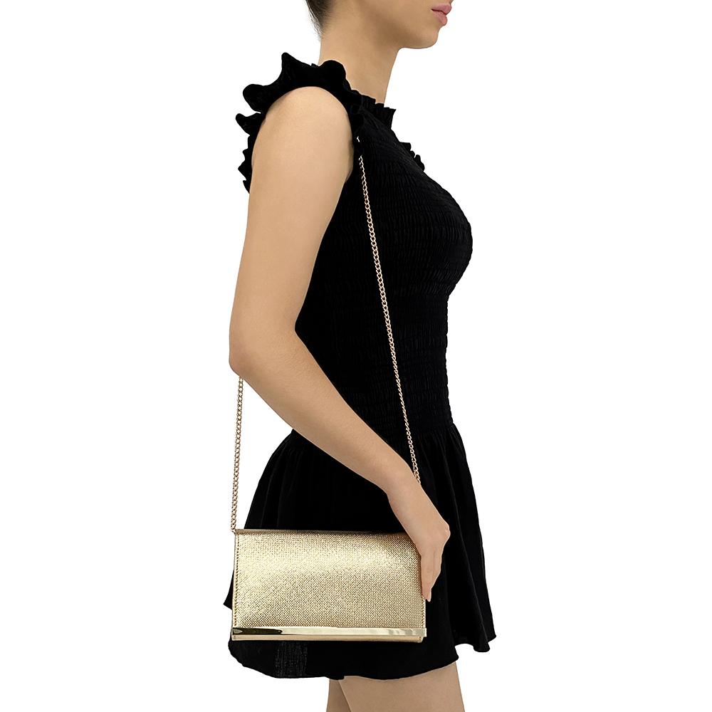 Image of Bags. Productname: MADDIE Metallic Embossed Foldover Clutch in colour by brand - Olga Berg