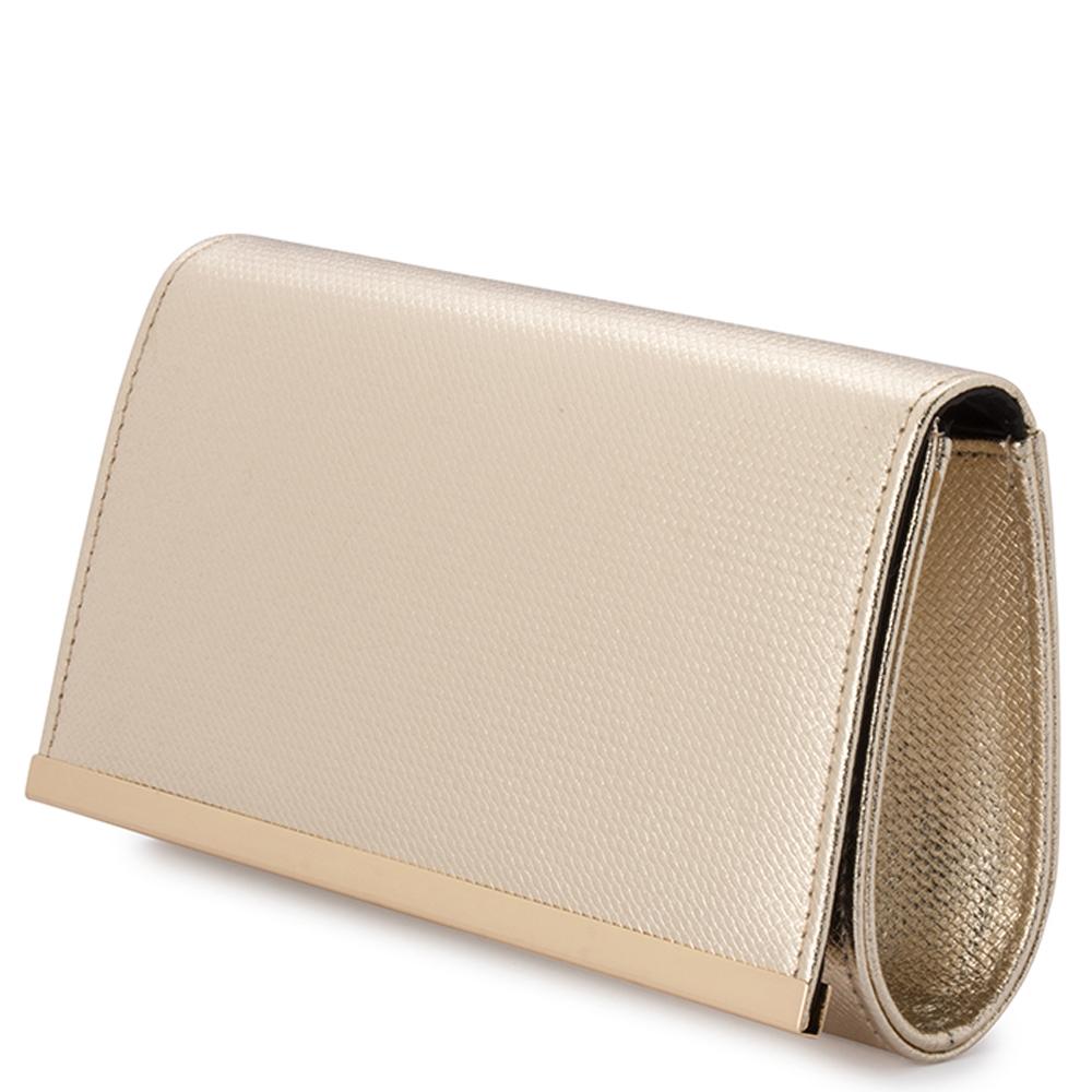 Olga Berg MADDIE Metallic Embossed Foldover Clutch (Gold)