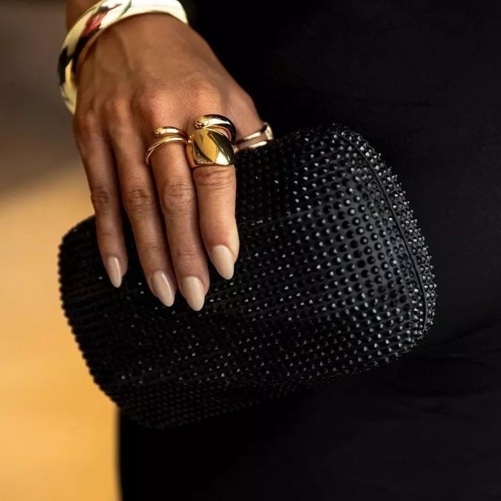 Image of Bags. Product name - MAE Hotfix Clutch in Black colour by brand - Olga Berg