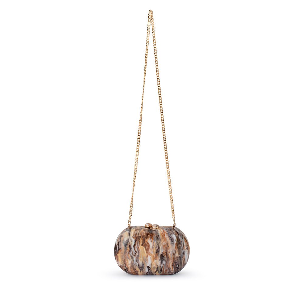 Olga Berg MAEVE Marble Clutch (Natural)