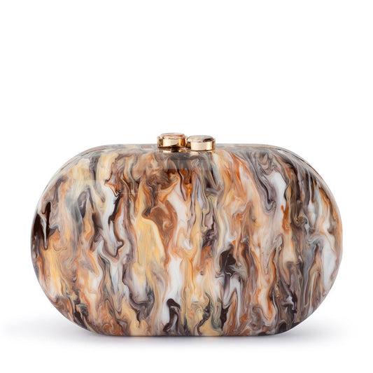 Olga Berg MAEVE Marble Clutch (Natural)
