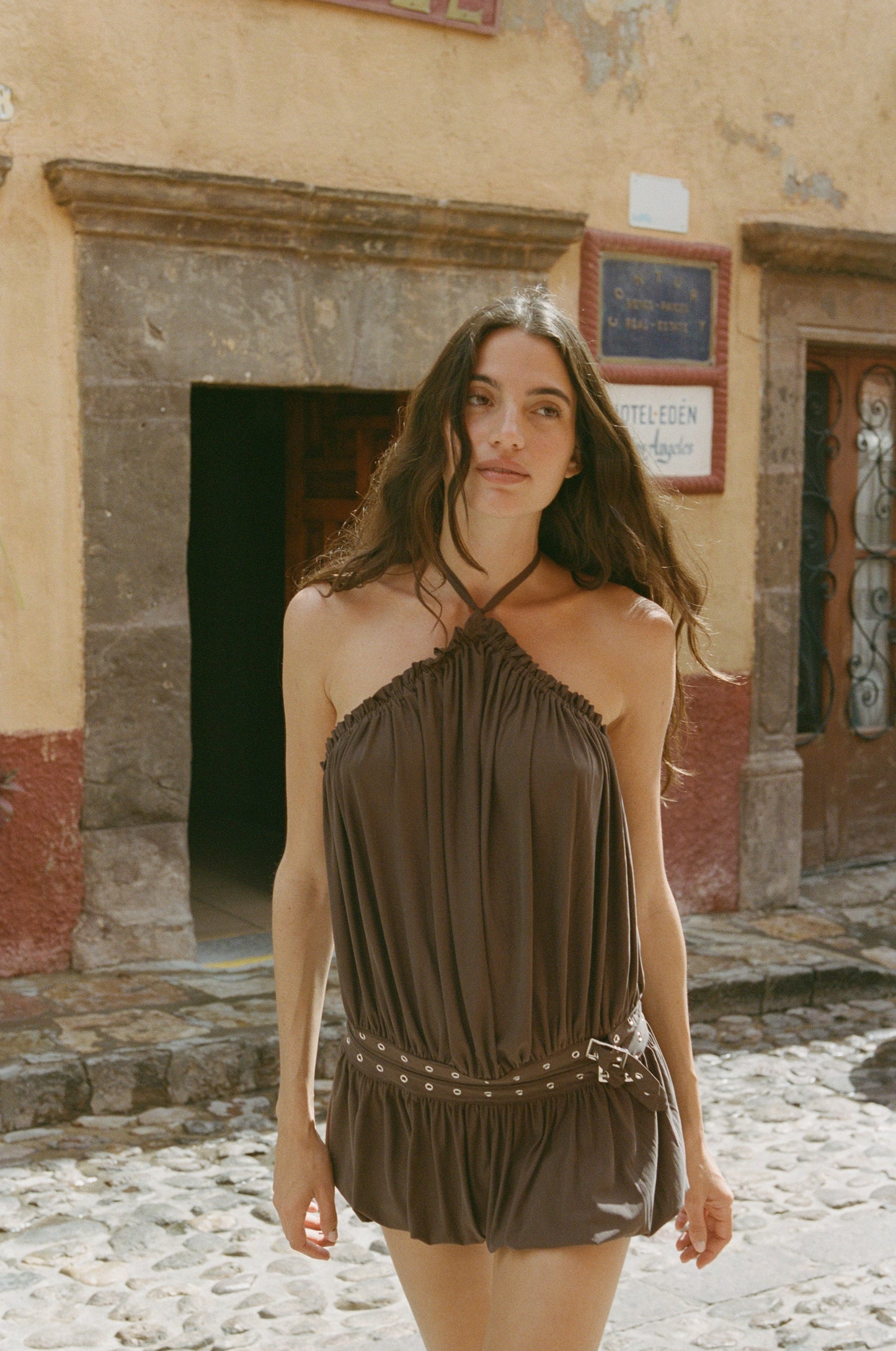 Image of Dresses. Product name - Magnol Dress in Chocolate colour by brand - With Jéan