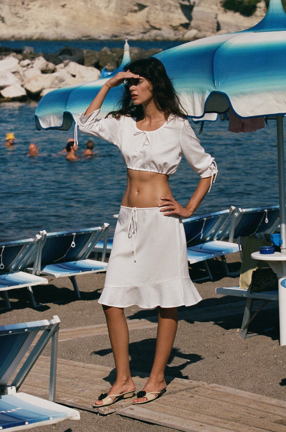 Image of a model wearing Tops. Product name - Maisie Top in White colour by brand - With Jéan