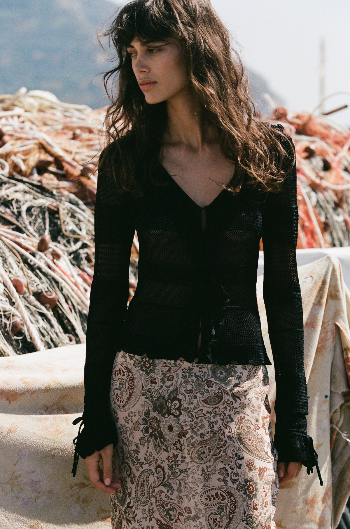 Image of a model wearing Tops. Product name - Malia Top in Black colour by brand - With Jéan