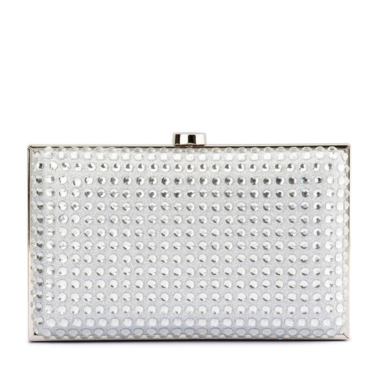 Image of Bags. Productname: MANUELA Hotfix Clutch in Silver colour by brand - Olga Berg