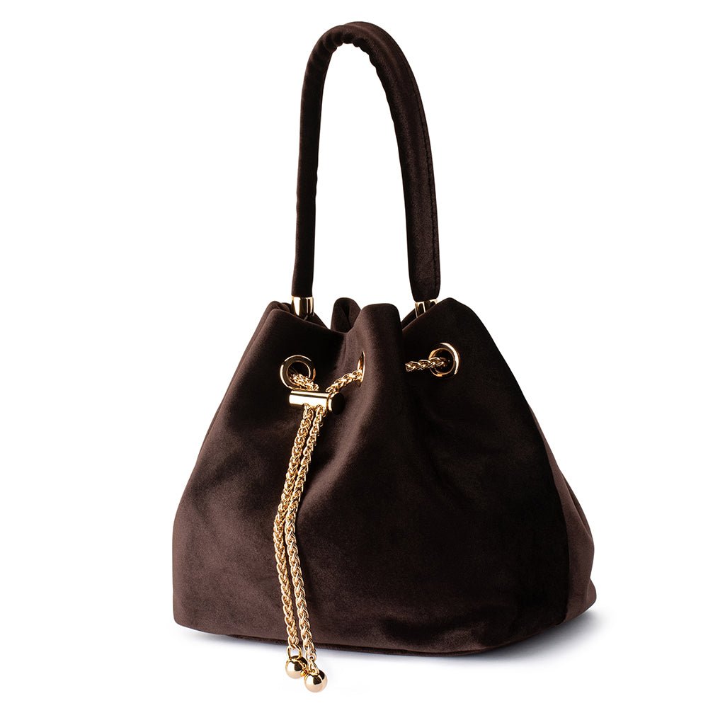 Olga Berg MARGIE Velvet Pouch (Chocolate)