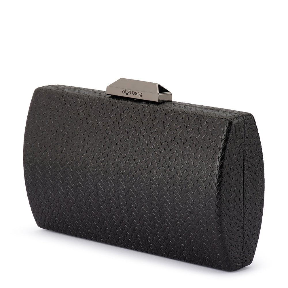 Olga Berg MARIKA Embossed Clutch (Black)