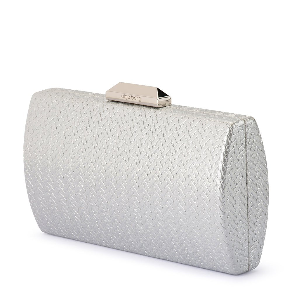 Olga Berg MARIKA Embossed Clutch (Silver)