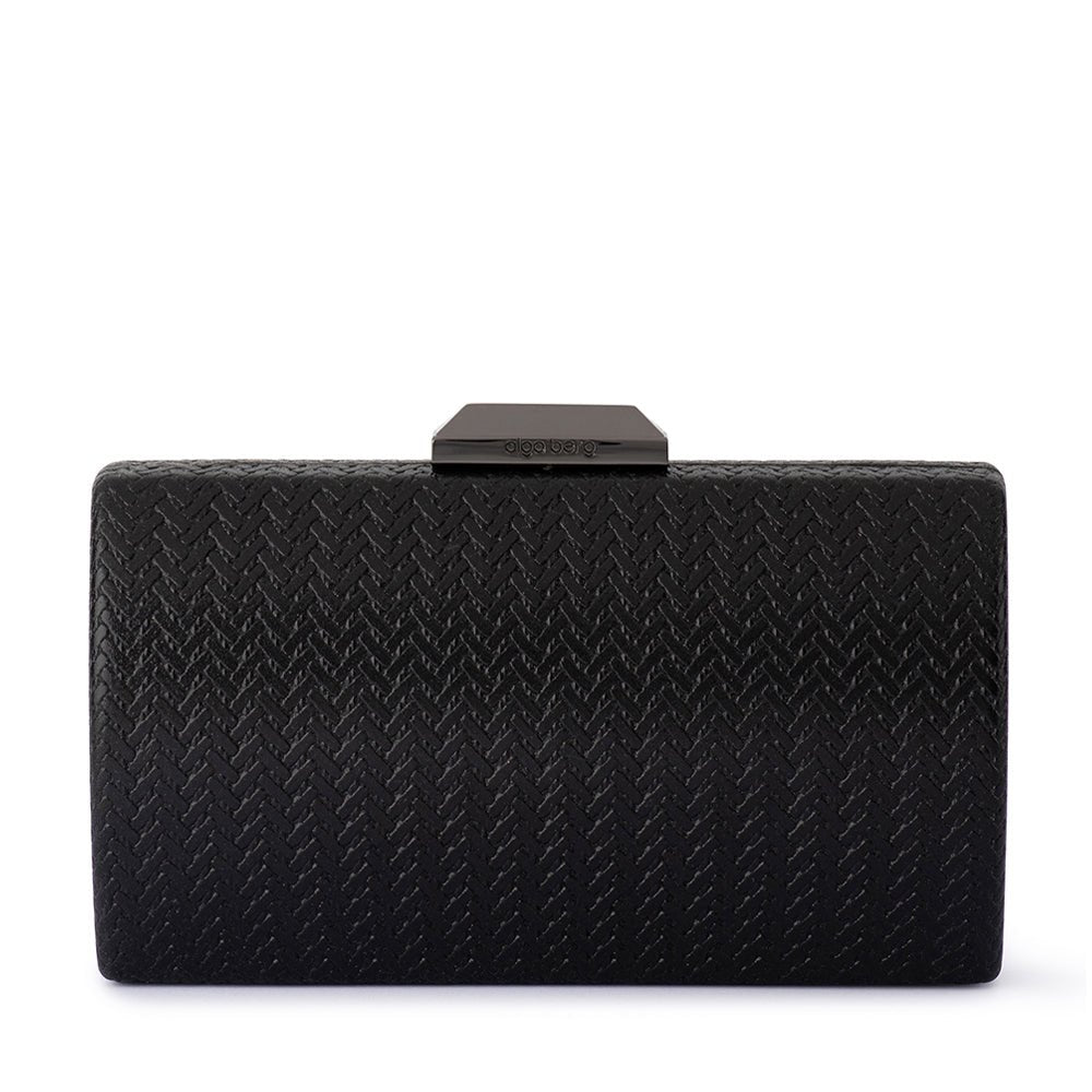 Olga Berg MARIKA Embossed Clutch (Black)