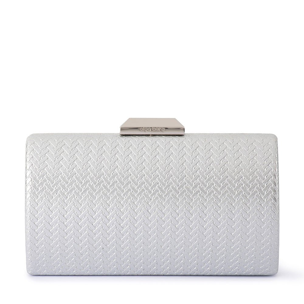 Olga Berg MARIKA Embossed Clutch (Silver)