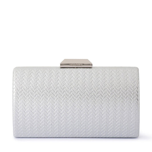 Olga Berg MARIKA Embossed Clutch (Silver)