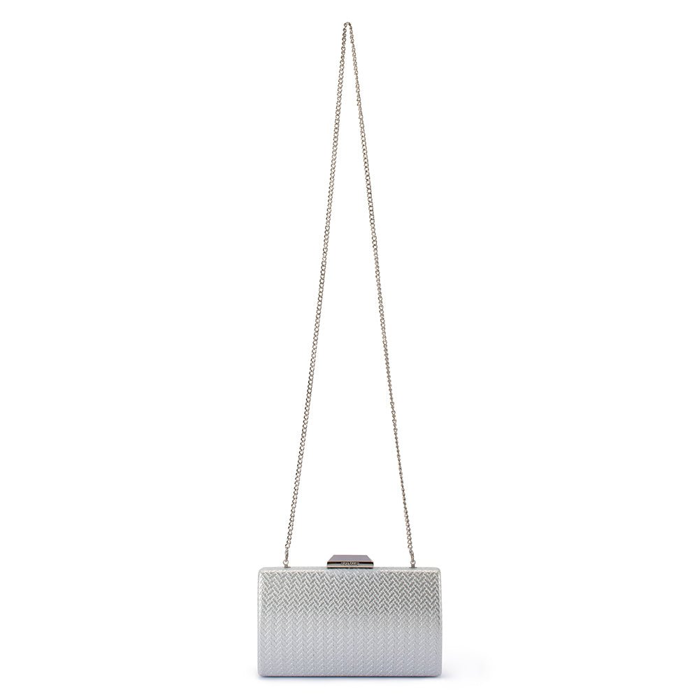 Olga Berg MARIKA Embossed Clutch (Silver)