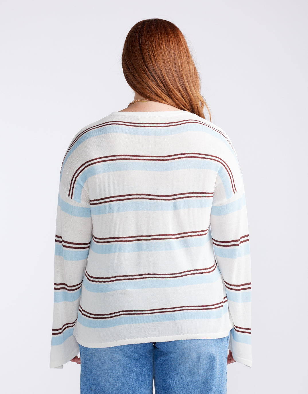 132 Fashion Marina Long Sleeve Tee (Natural/Blue/Choc)