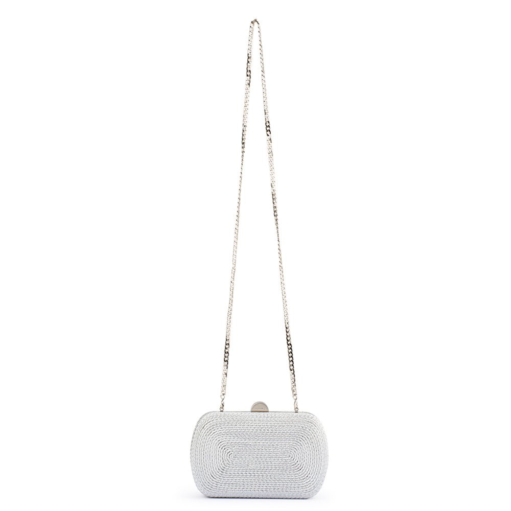 Olga Berg MARTINA Coiled Rope Clutch (Silver)