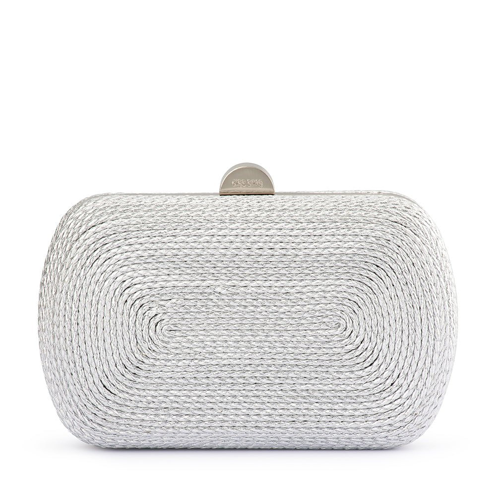 Olga Berg MARTINA Coiled Rope Clutch (Silver)