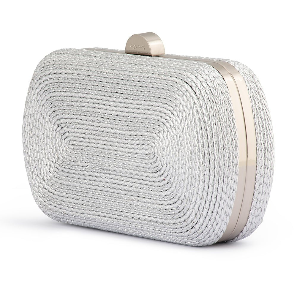 Olga Berg MARTINA Coiled Rope Clutch (Silver)