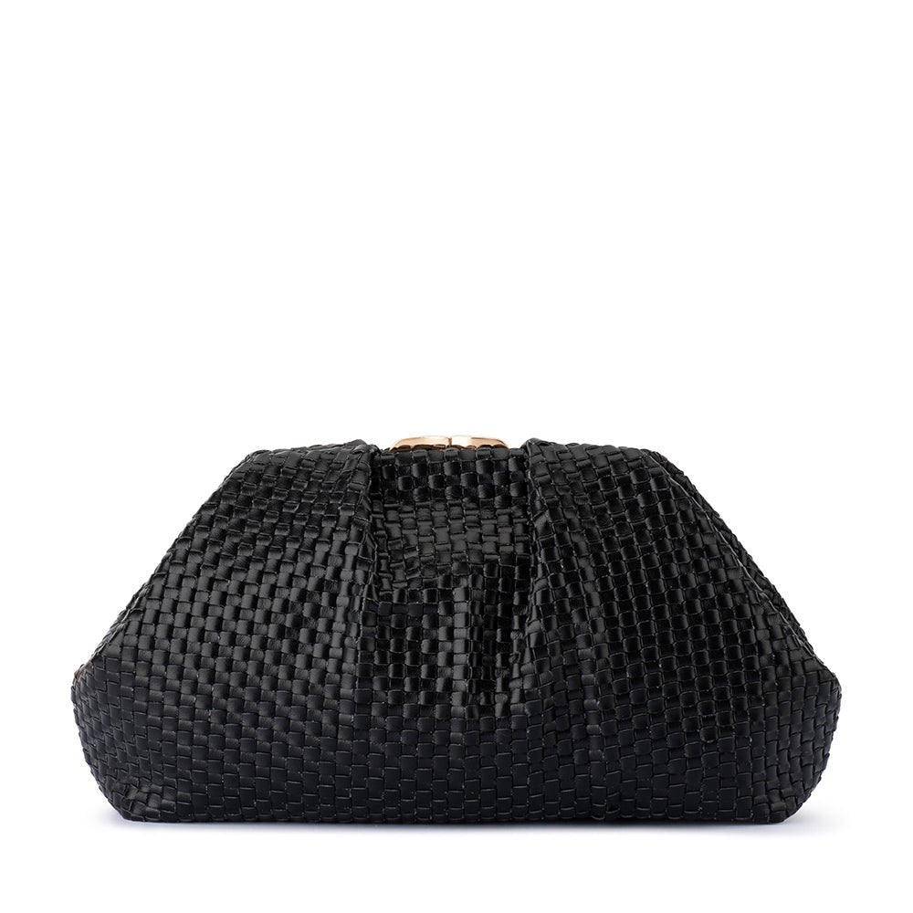 Olga Berg MARTINIQUE Woven Clutch (Black)
